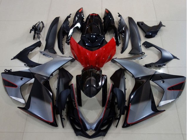 Carénages Moto Suzuki GSXR 600 / GSXR 750 2011-2024 - Gris Rouge Noir Brillant
