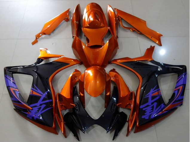 Carénages Moto Suzuki GSXR 600 / GSXR 750 2006-2007 - Orange Noir Brillant Bleu