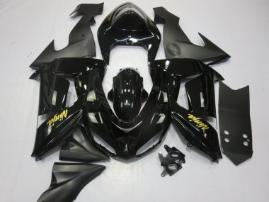 Carénages Moto Kawasaki ZX10R 2006-2007 - Noir Brillant Noir Mat Or