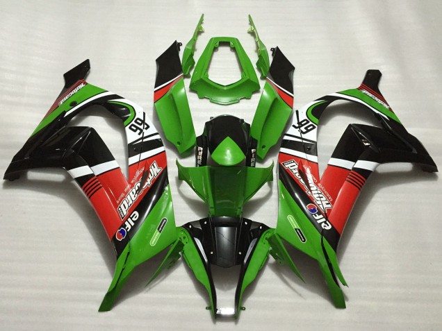 Carénages Moto Kawasaki ZX10R 2011-2015 - Vert Rouge Blanc Noir Elf Motocard 66