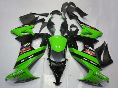 Carénages Moto Kawasaki ZX10R 2008-2010 - Vert Noir Rouge Kick Elf Henleys Vent-Axia