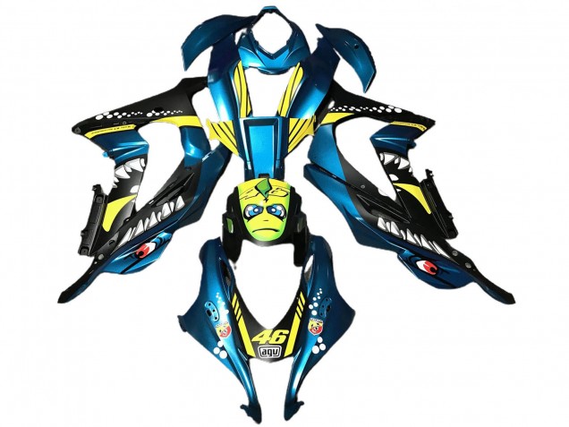 Carénages Moto ABS Kawasaki ZX10R 2016-2020 - Bleu Clair Jaune Requin