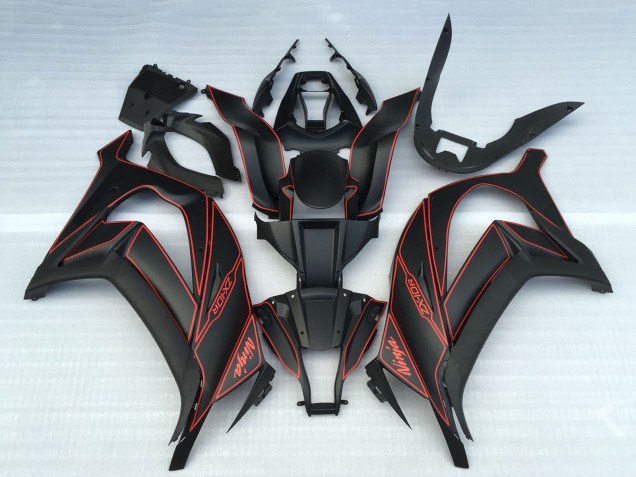 Carénages Moto Kawasaki ZX10R 2011-2015 - Noir Mat Rouge