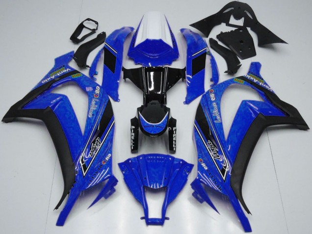 Carénages Moto Kawasaki ZX10R 2011-2015 - Blanc Bleu Noir Brillant OEM Style