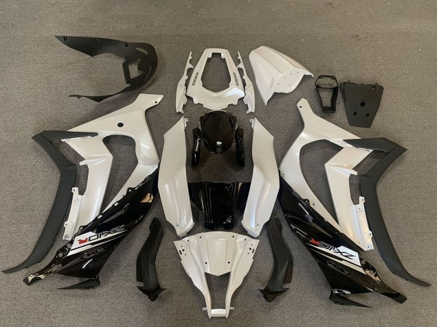 Carénages Moto Kawasaki ZX10R 2011-2015 - Blanc Perle Noir Brillant Noir Mat