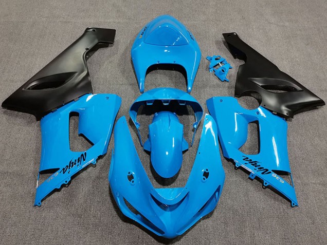 Carénages Moto Kawasaki ZX6R 2005-2006 - Bleu Vibrant Noir Mat