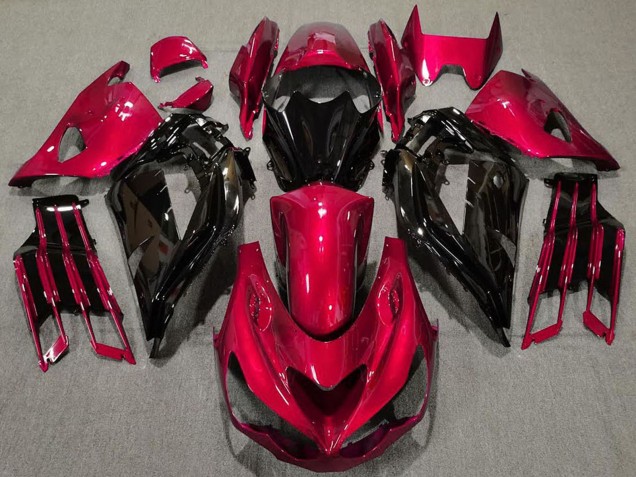 Carénages Moto Kawasaki ZX14R ZZR1400 2012-2024 - Rouge Noir Brillant