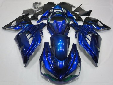 Carénages Moto Kawasaki ZX14R 2012-2024 - Bleu Noir Brillant