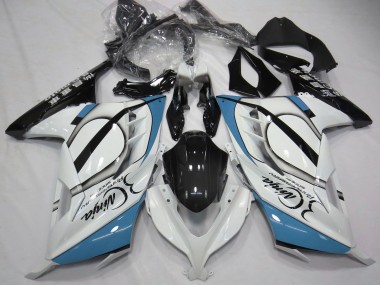 Carénages Moto Kawasaki Ninja 300 2013-2024 - Blanc Brillant Bleu Clair Noir