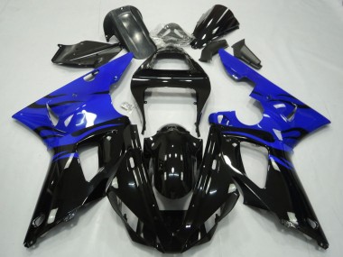 Carénages Moto Yamaha R1 2000-2001 - Bleu Noir Brillant Flamme