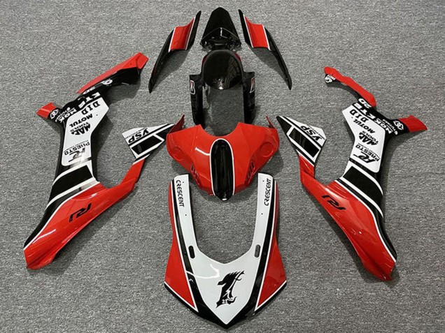 Carénages Moto Yamaha R1 2015-2019 - Blanc Rouge Noir Brillant Motul YSP