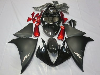 Carénages Moto Yamaha R1 2012-2014 - Noir Brillant Noir Mat Rouge