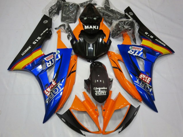 Carénages Moto Yamaha R6 2006-2007 - Orange Bleu Noir Brillant Castrol