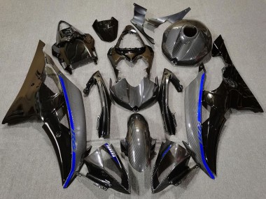 Carénages Moto Yamaha R6 2008-2016 - Noir Brillant Fibre de Carbone Style Bleu