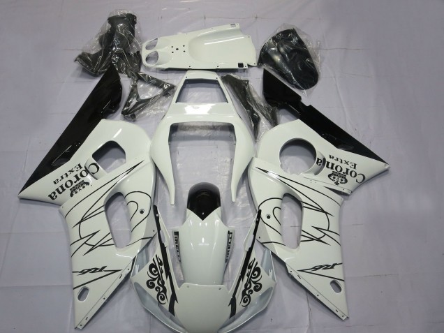 Carénages Moto Yamaha R6 1998-2002 - Blanc Noir Corona Motul