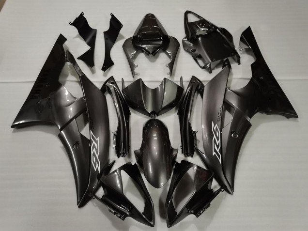 Carénages Moto Yamaha R6 2008-2016 - Noir Brillant Blanc Décalque