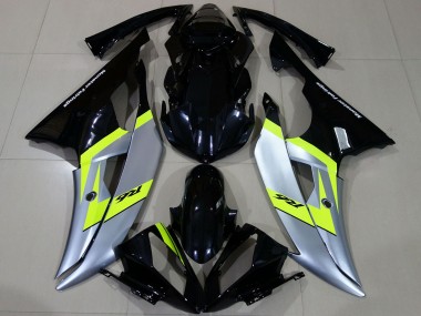 Carénages Moto Yamaha R6 2008-2016 - Argent Vert Néon Noir Brillant