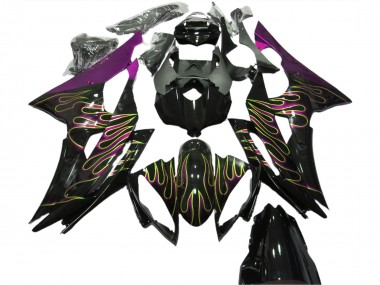 Carénages Moto Yamaha R6 2008-2016 - Violet Noir Brillant Or Flamme