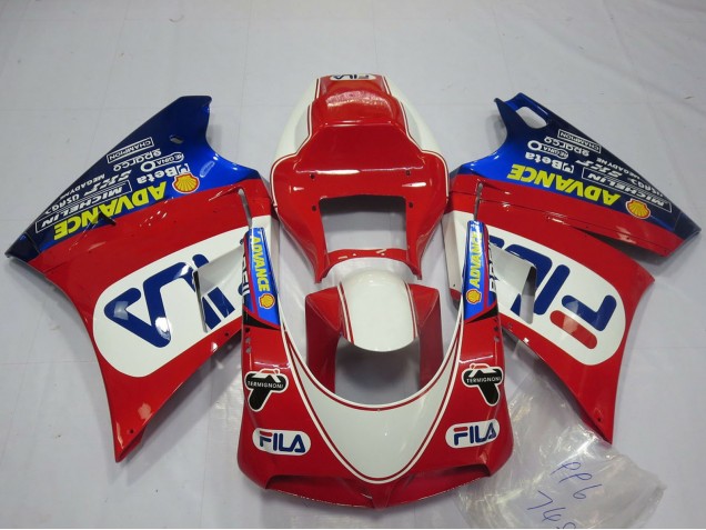 Carénages Moto Ducati 748 916 996 998 1993-2005 - Blanc Rouge Bleu Fila