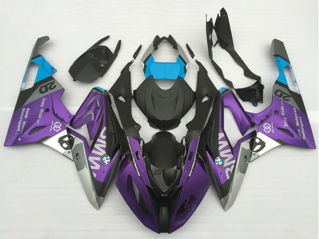 Carénages Moto BMW S1000RR 2017-2018 - Argent Violet Bleu Noir Mat