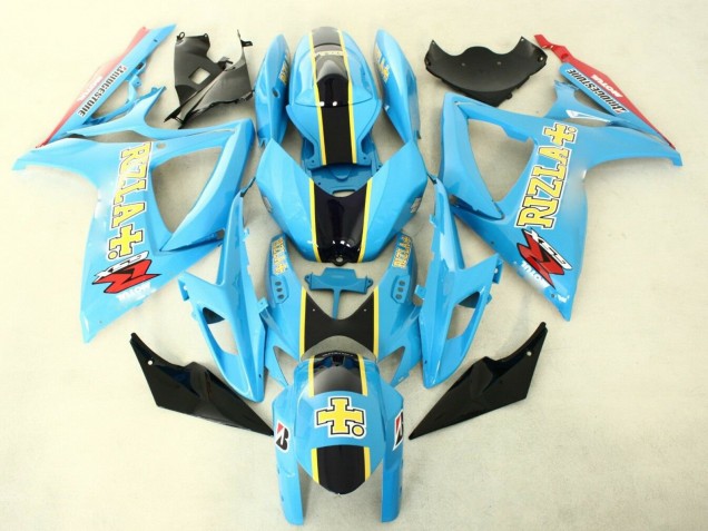 Carénages Moto Suzuki GSXR 600/750 2006-2007 - Bleu Clair Noir Jaune Rizla