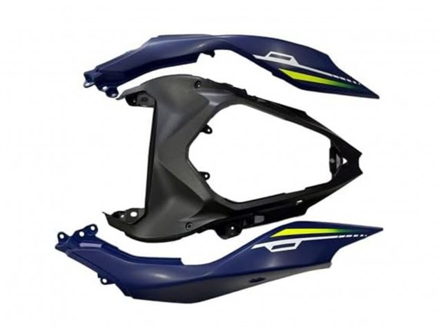 Carénages Moto Kawasaki Ninja 500 EX500R 2024-2025 - Bleu Blanc Jaune Argent Noir