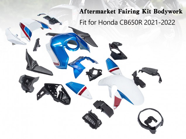 Carénages Moto Honda CB650R 2019-2022 - Bleu Rouge Noir