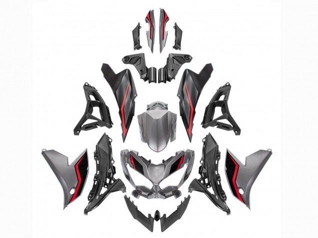 Carénages Moto Kawasaki Versys 650 2022-2025 - Gris Rouge Noir