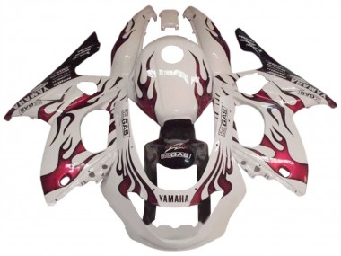 Carénage Moto Yamaha YZF600R Thundercat 1996-2007 - Blanc Rouge Foncé