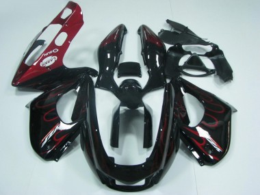 Carénages Moto Yamaha YZF 1000R Thundecourses 1997-2007 - Noir Rouge Flamme