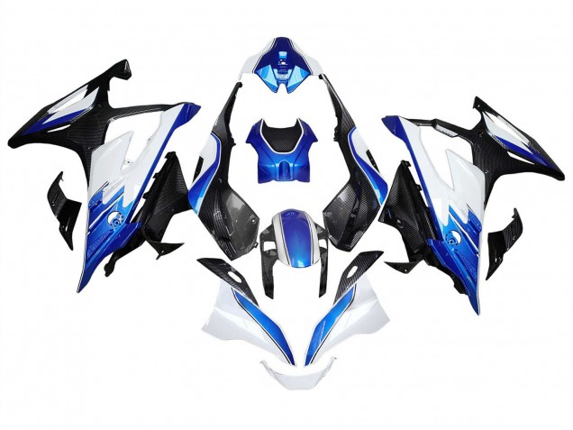 Carénages Moto BMW S1000RR 2023-2024 - Blanc Bleu Noir Fibre de Carbone