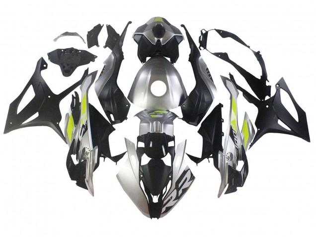 Carénages Moto BMW S1000RR 2023-2024 - Argent Noir Mat Vert Citron