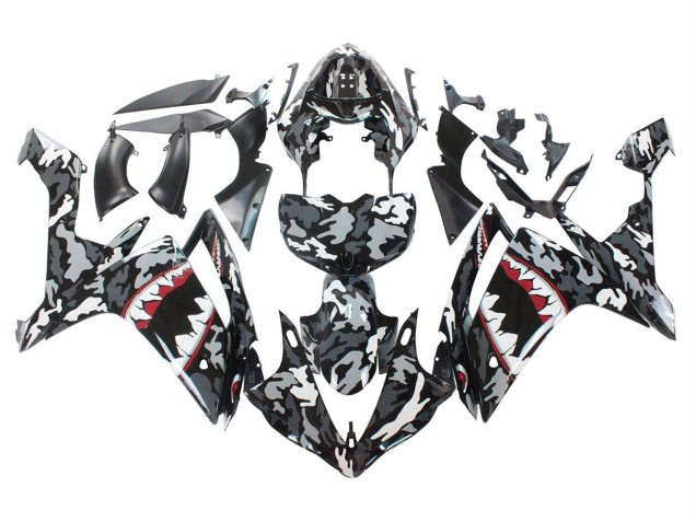Carénages Moto Yamaha YZF 1000 R1 2007-2008 - Gris Blanc Camouflage Requin