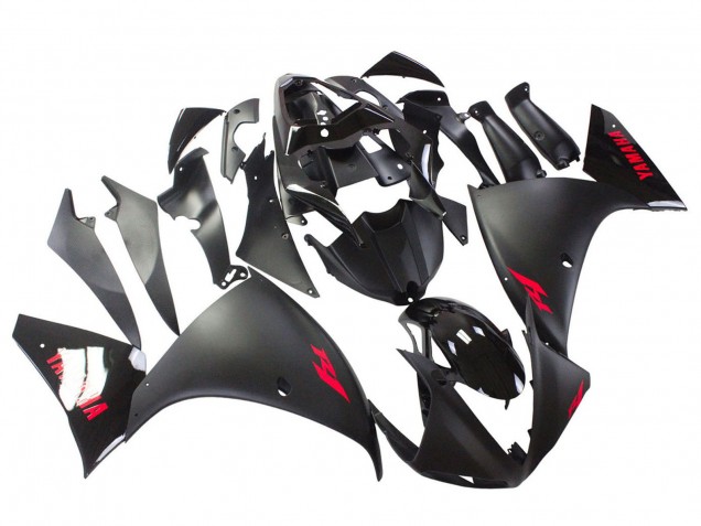 Carénage Moto Yamaha YZF 1000 R1 2009-2011 - Noir Mat Rouge Décalque