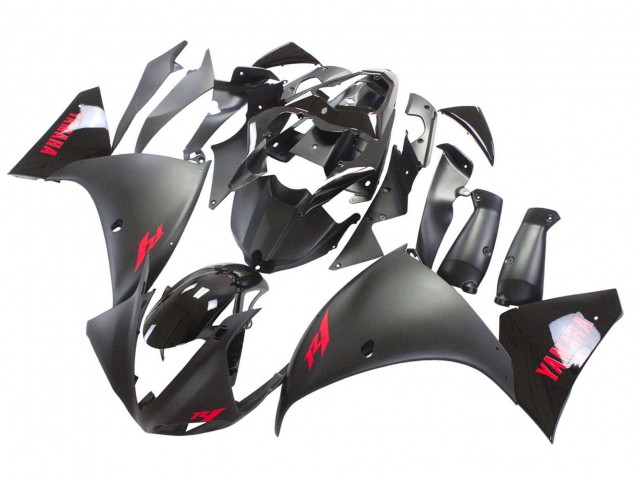 Carénage Moto Yamaha YZF 1000 R1 2009-2011 - Noir Mat Rouge Décalque