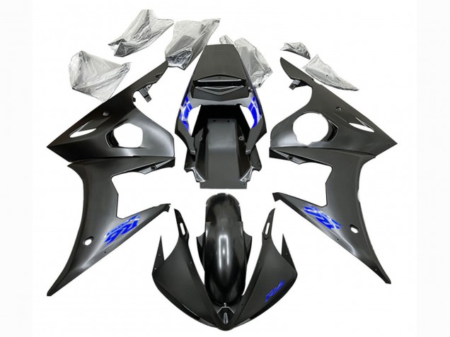 Carénages Moto Yamaha YZF R6 2003-2004 - Noir Mat Bleu