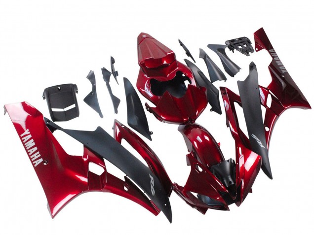 Carénage Moto Yamaha YZF 600 R6 2006-2007 - Rouge Noir Mat