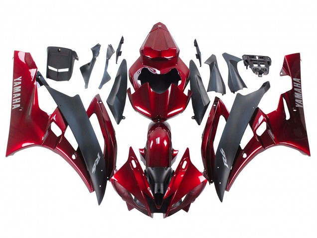 Carénage Moto Yamaha YZF 600 R6 2006-2007 - Rouge Noir Mat