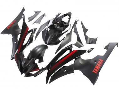 Carénages Moto Yamaha YZF 600 R6 2008-2016 - Noir Brillant Noir Mat Rouge Bande