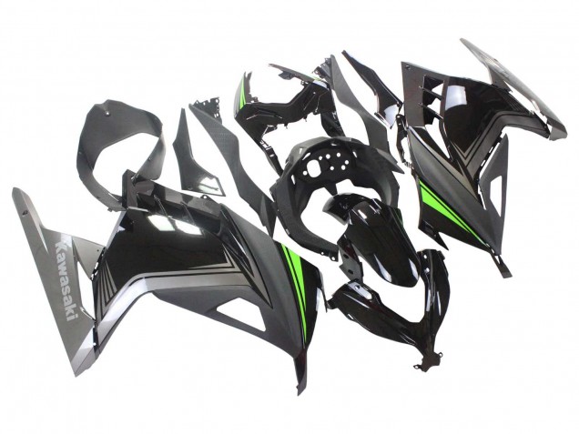 Carénages Moto Kawasaki EX300 2013-2024 - Noir Brillant Noir Mat Vert