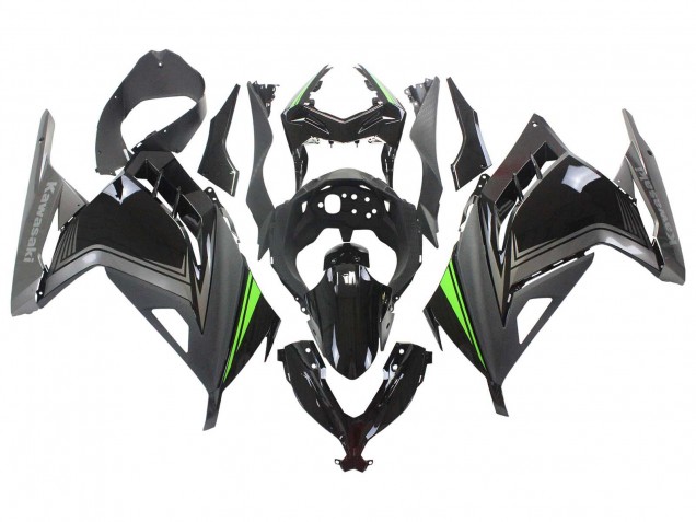 Carénages Moto Kawasaki EX300 2013-2024 - Noir Brillant Noir Mat Vert