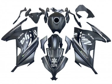 Carénages Moto Kawasaki EX300 2013-2024 - Noir Mat Blanc Elf Neige