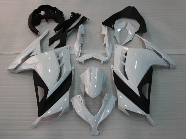 Carénages Moto Kawasaki EX300 2013-2024 - Blanc Brillant Noir