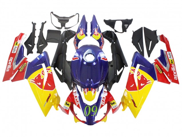 Carénages Moto Aprilia RS125 2006-2011 - Jaune Bleu Foncé Red Bull