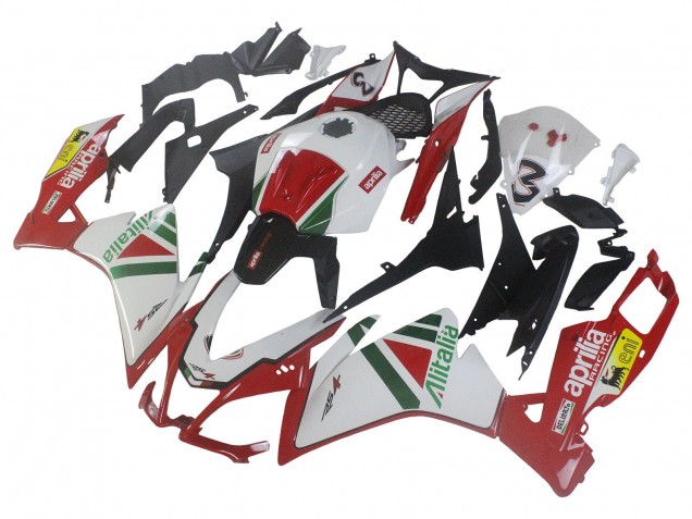 Kits Carénage Moto Aprilia RS4 50 125 2012-2018 - Blanc Rouge Vert Jaune Alitalia
