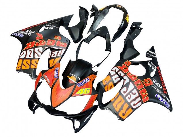 Carénages Moto Honda CBR600 F4i 2004-2007 - Noir Mat Orange Rossi