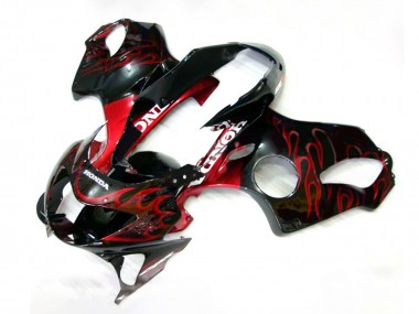 Carénages Moto Honda CBR600 F4 1999-2000 - Noir Brillant Rouge Flamme