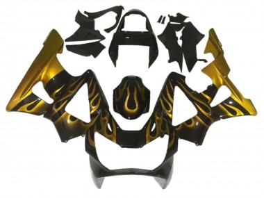 Carénages Moto Honda CBR900RR 929 2000-2001 - Noir Brillant Or Flamme