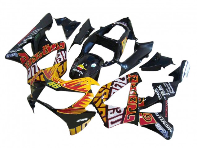 Carénages Moto Honda CBR900RR 929 2000-2001 - Noir Brillant Orange Repsol Rossi