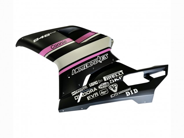 Carénages Moto Ducati 848 2007-2014 - Blanc Rose Noir Brillant Connie